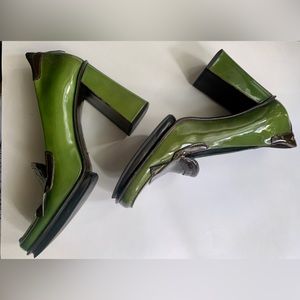 Vintage 90’s Prada Green Patent Heels